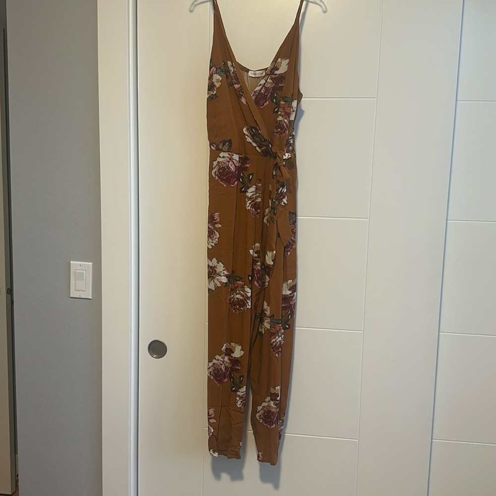 LONELUX Burnt Orange Floral Jumpsuit